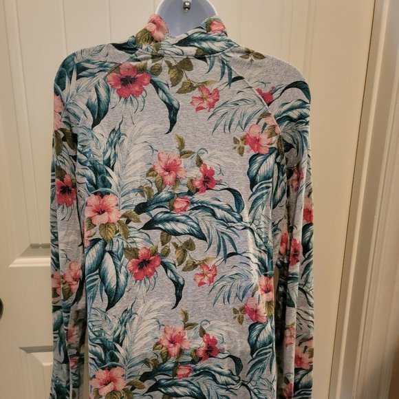 Tommy Bahama Womens Gray Hibiscus 1/4 Zip Long Sleeve Top Size S - Picture 7 of 9